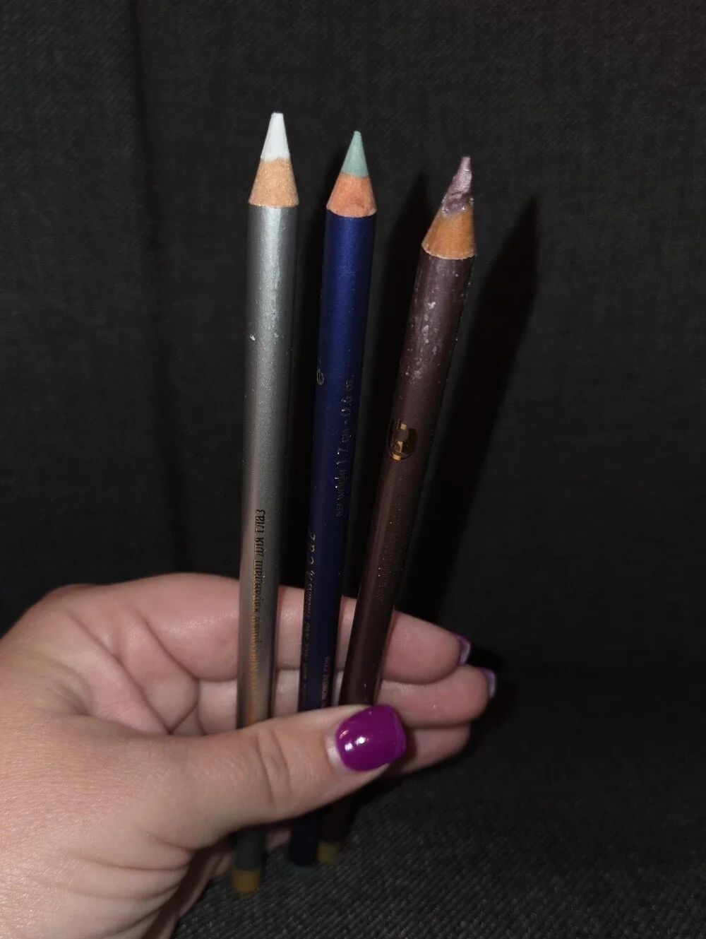 Trio Eye Liner Pencils — Silver, Blue, Plum